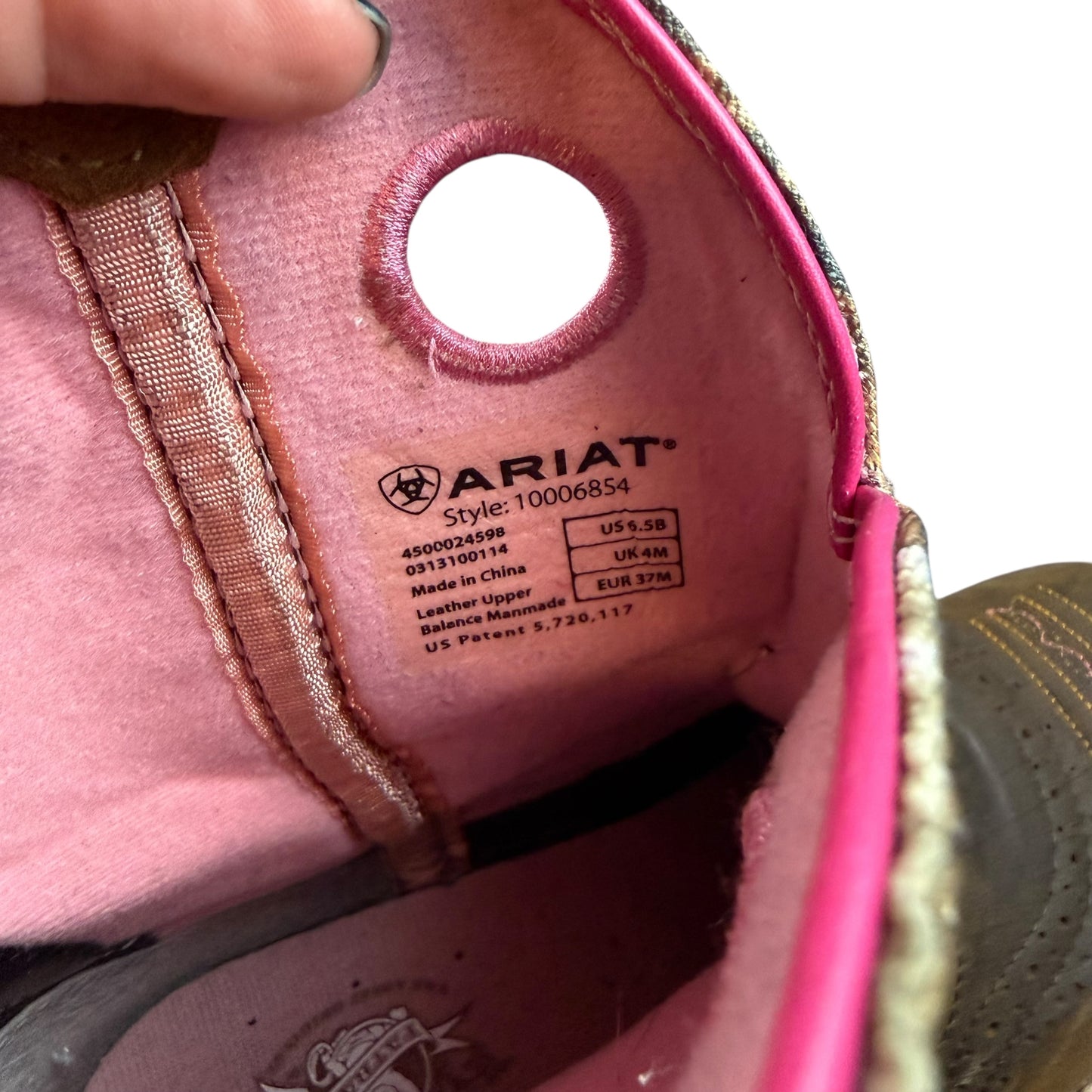 ARIAT FATBABY COWGIRL CAMO PINK BOOTS SZ 6.5