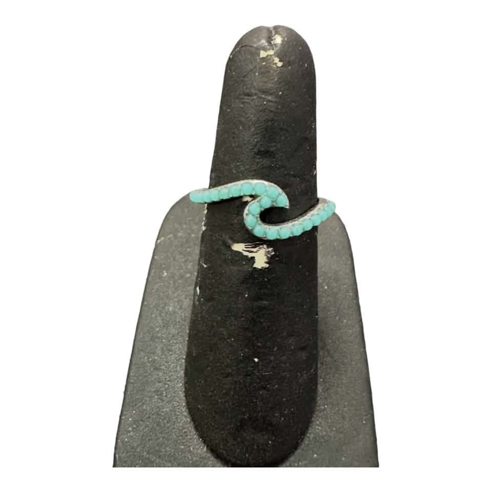 PURAVIDA BLUESTONE WAVE SILVER RING TARNISHING 143 SZ 7/8