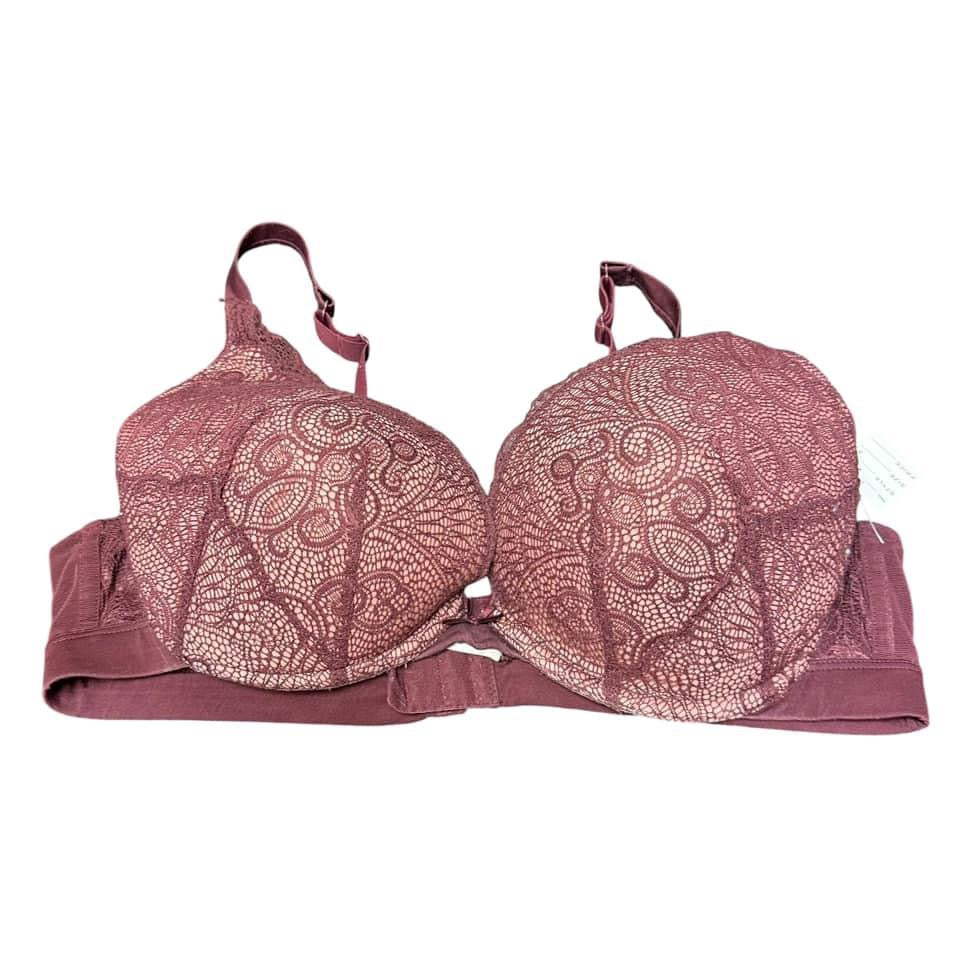 CACIQUE MAROON LACE BRA 7 42C