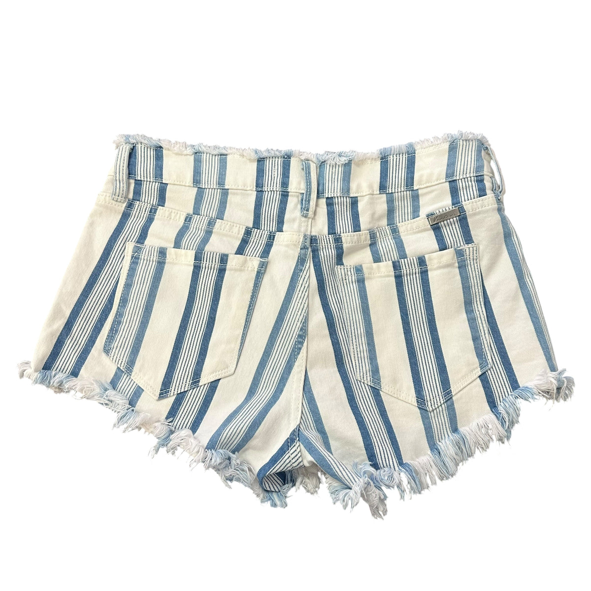 KANCAN BLUE WHITE STRIPED DENIM SHORTS 143 LARGE - best fits 6/8