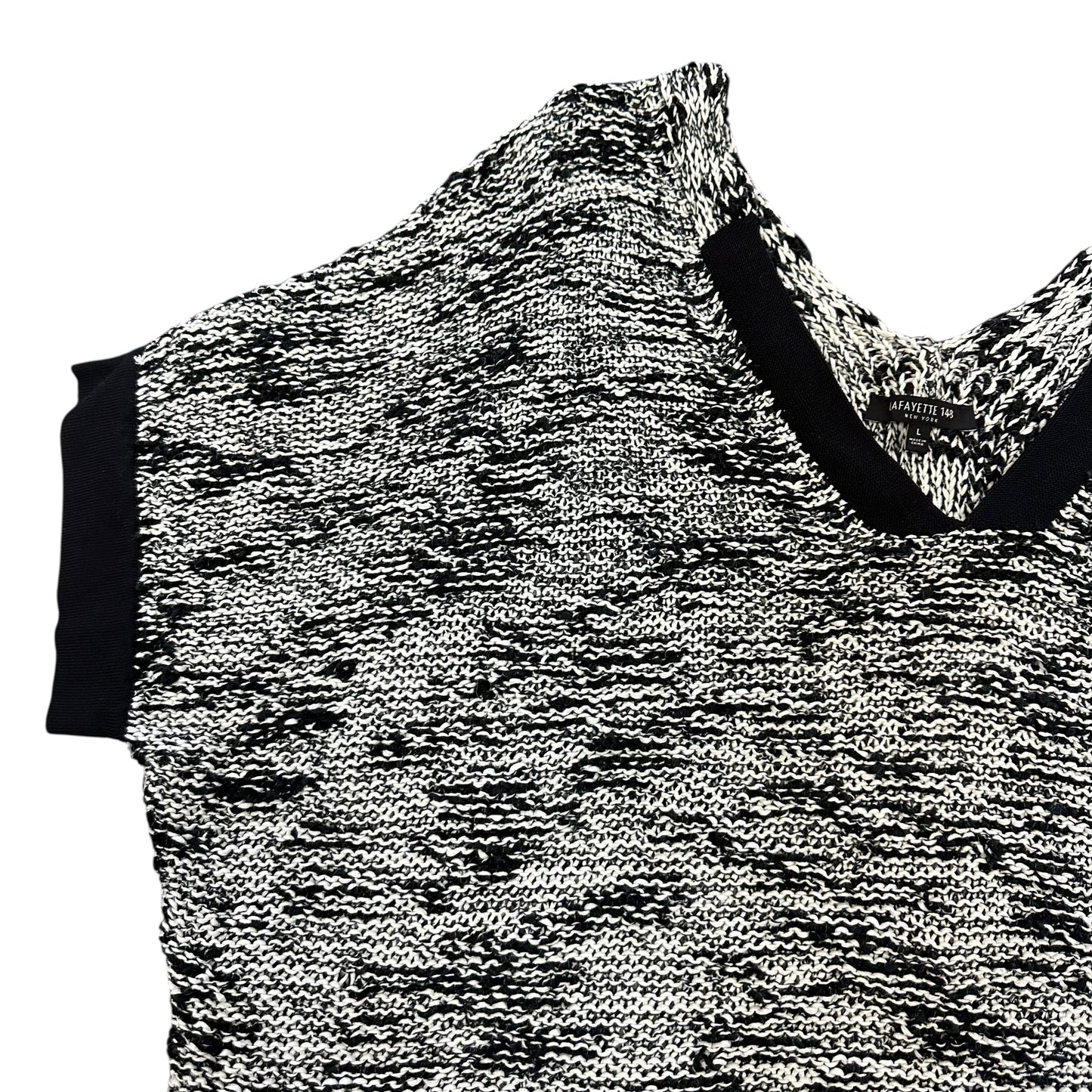 LAFAYETTE 148 BLACK WHITE KNIT SWEATER 100 LARGE