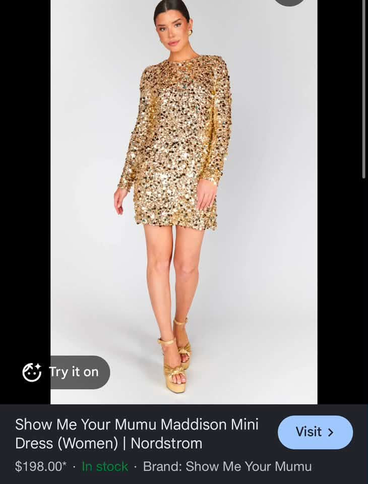 SHOW ME YOUR MUMU MADISON GOLD SEQUINS DRESS 123 2X