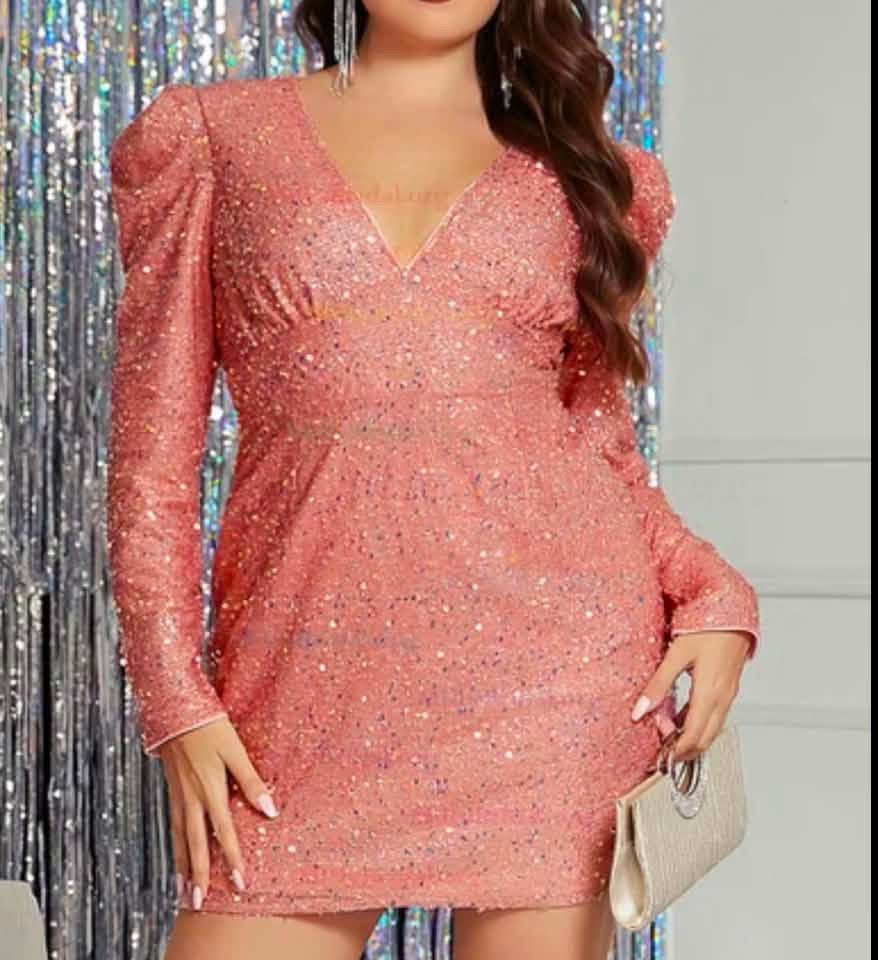 DOUBLE CRAZY PINK SEQUINS DRESS 100 Sz 16/18