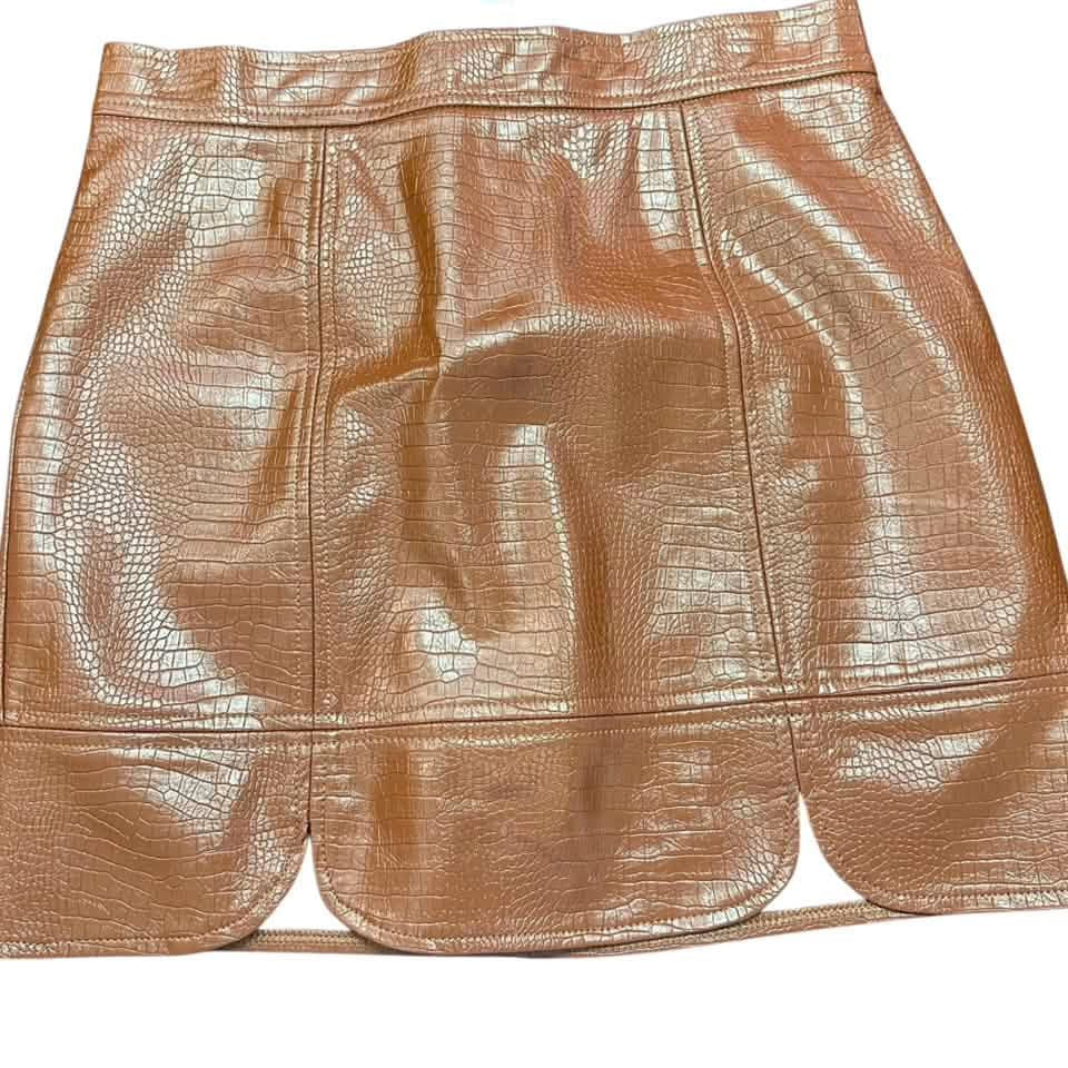SKIES ARE BLUE BROWN EMBOSSED MINI SKIRT 72 SMALL