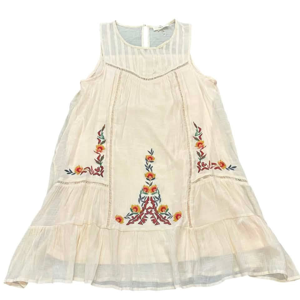 ENTRO BEIGE EMBROIDERED DRESS 44 SMALL