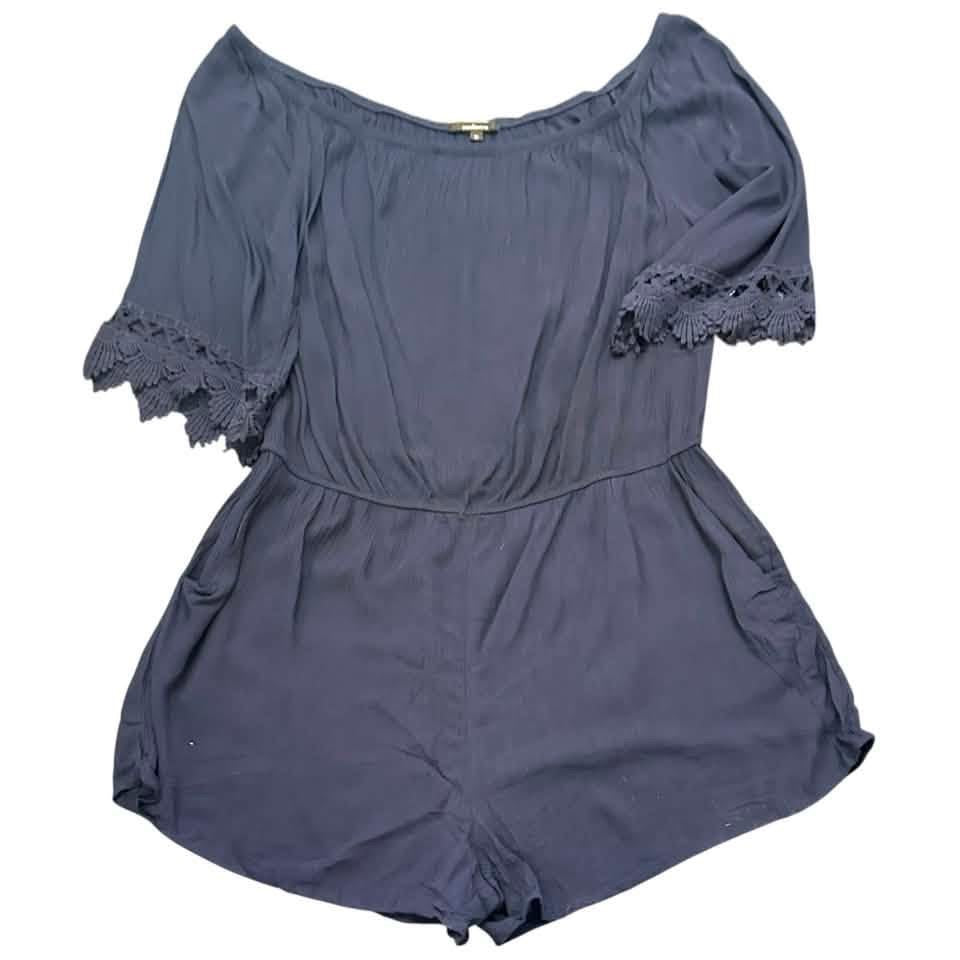 AMBIANCE NAVY GAUZE ROMPER 196 3X