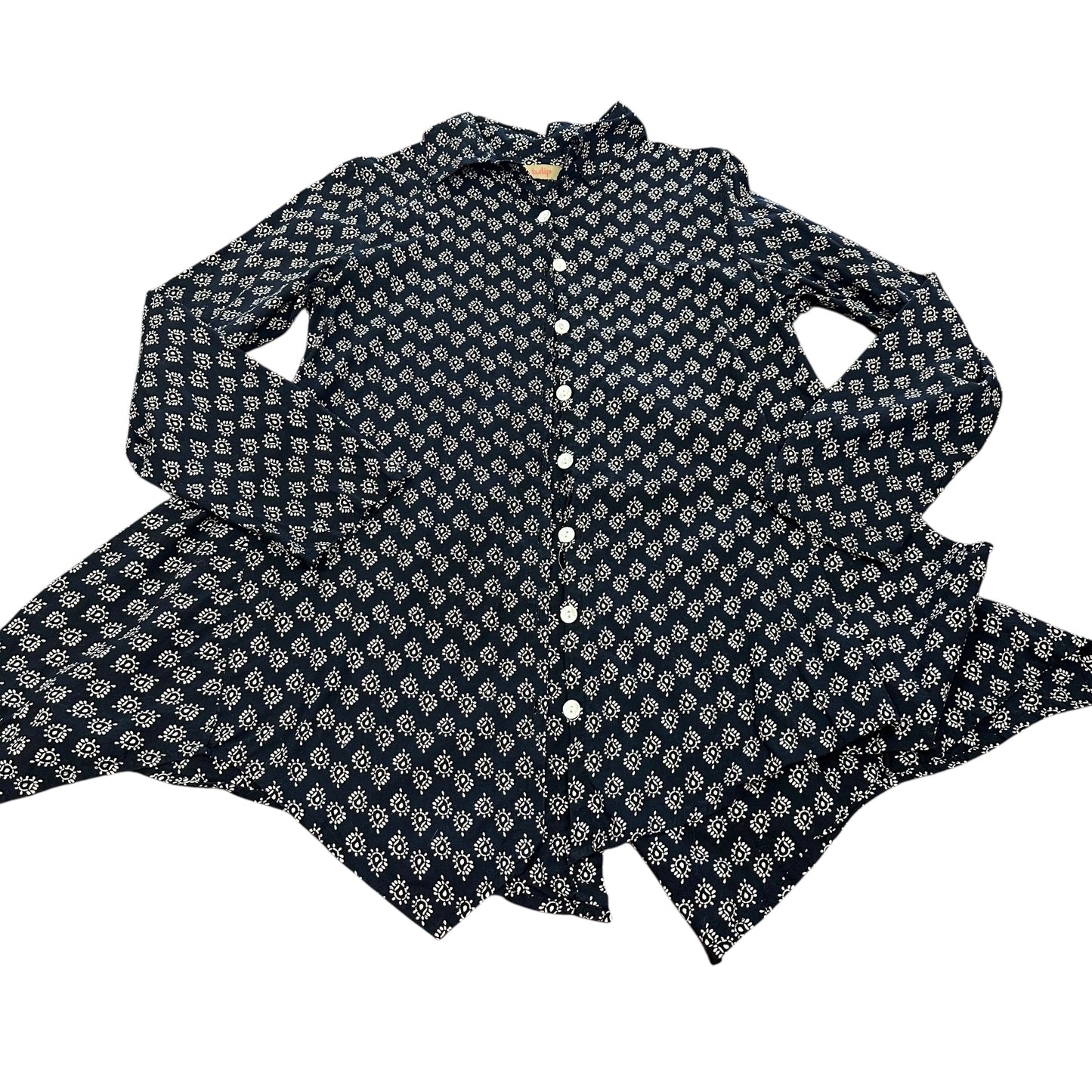 TULIP BLACK BEIGE BUTTON UP TUNIC 100 SMALL