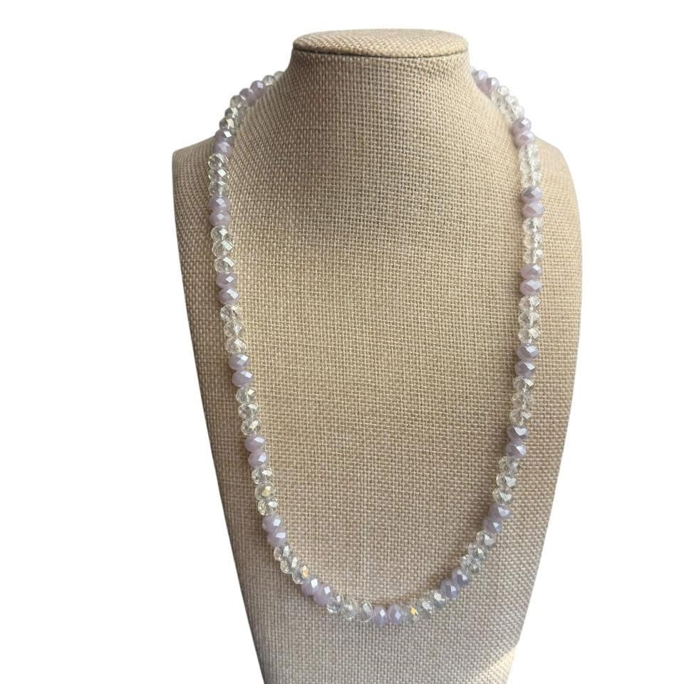 CLEAR + LAVENDER BEADED NECKLACE 15