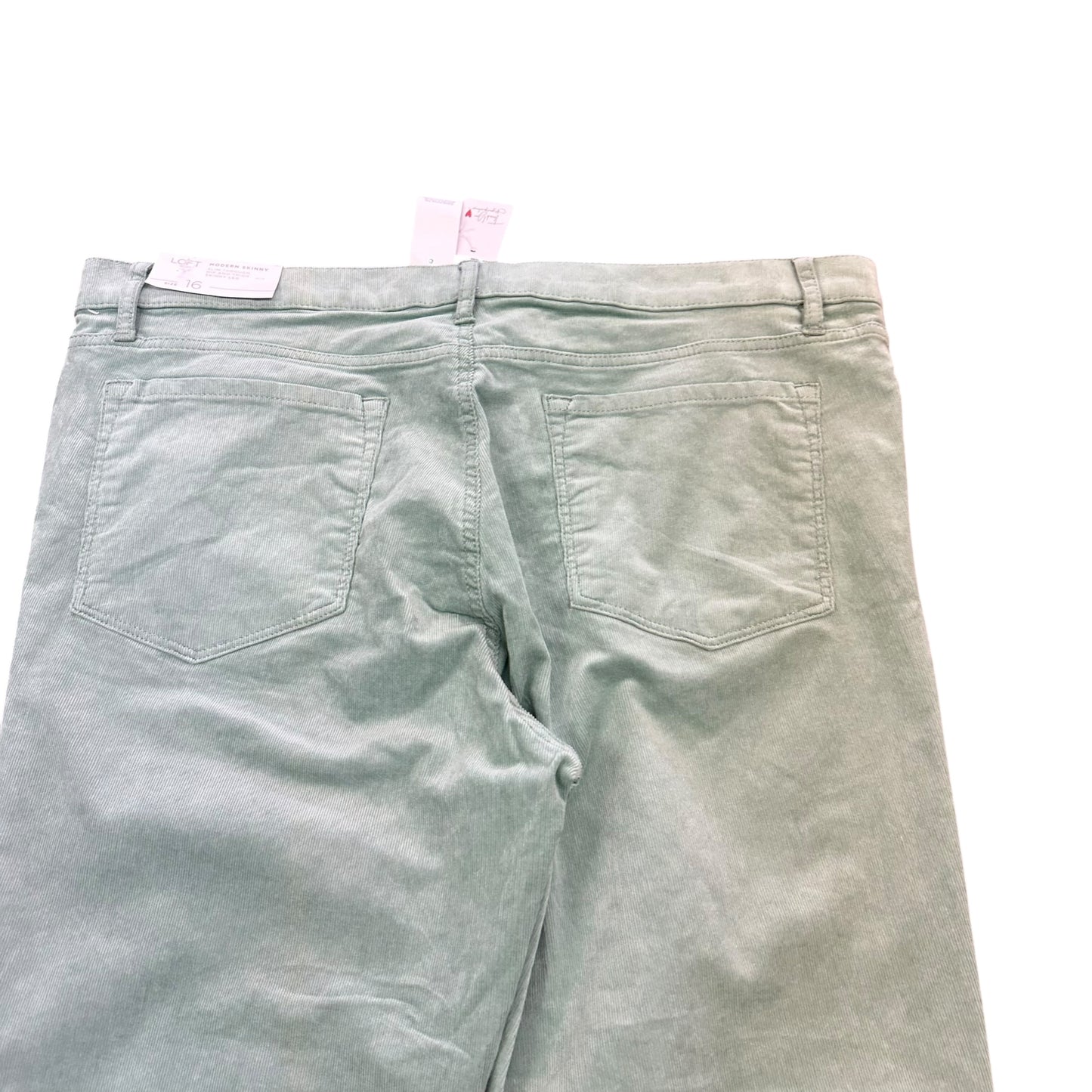 LOFT GREEN CORDUROY MODERN SKINNY PANTS NWT 26 SZ 16