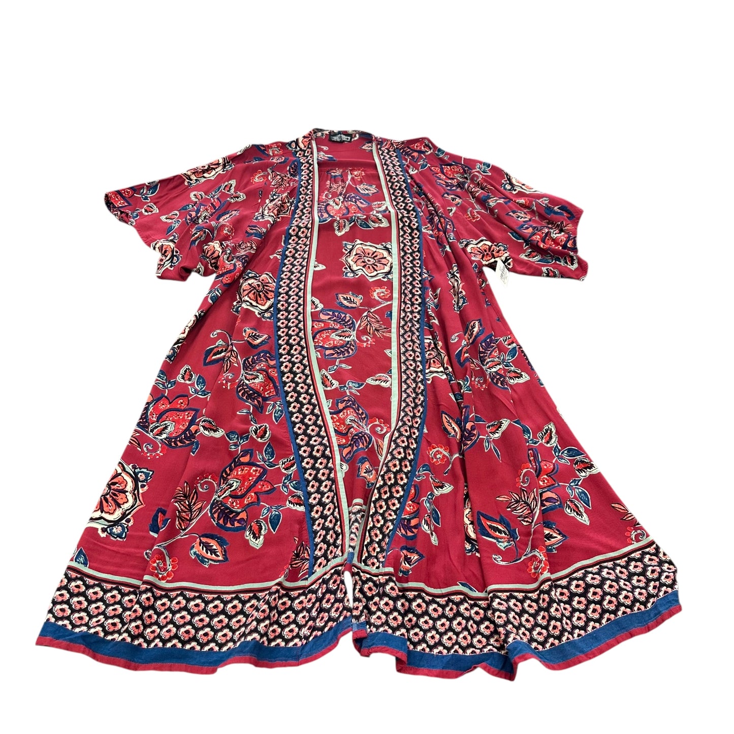 ANGIE MAROON FLORAL KIMONO DUSTER 111 SMALL