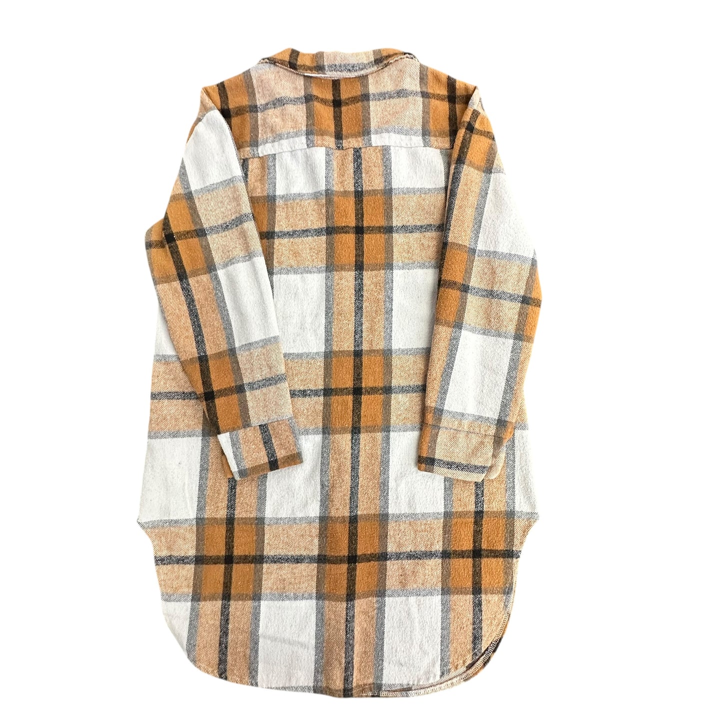 WHITE PLAID NAVY LONG SHACKET 43 SMALL