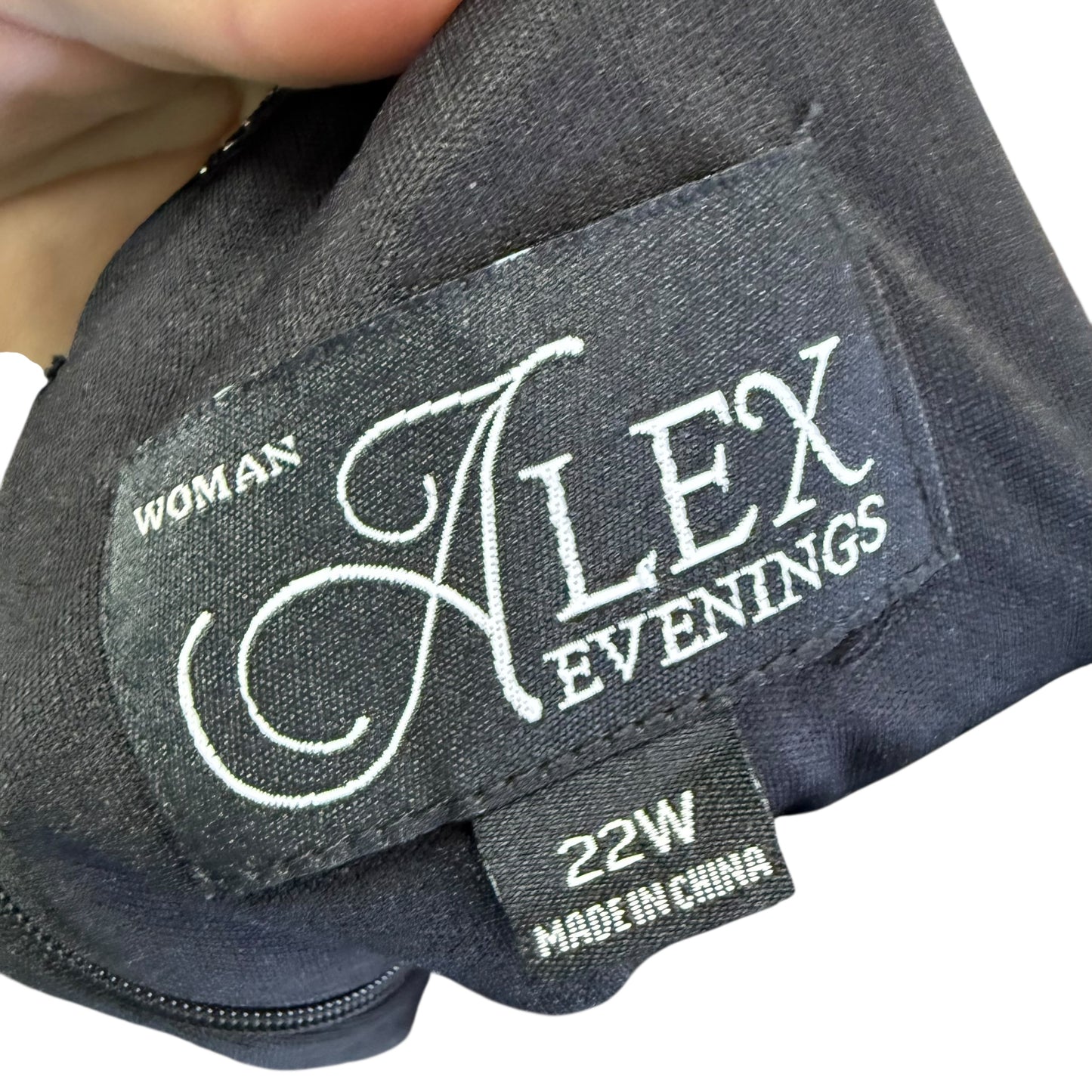 ALEX EVENINGS BLACK SILVER METALLIC DRESS 85 SZ 22W