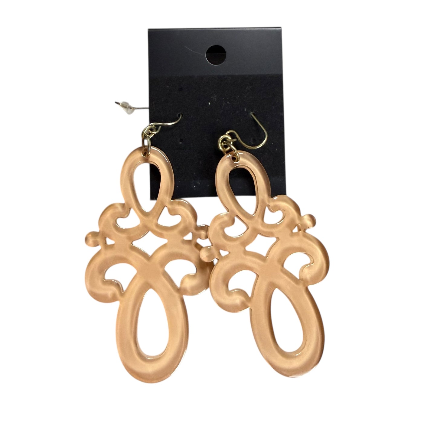 GOLD BEIGE ACRYLIC EARRINGS 255