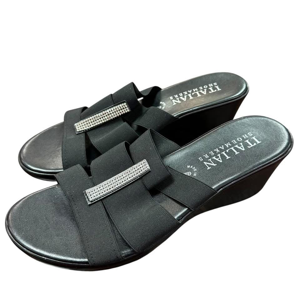 ITALIAN SHOEMAKER BLACK SANDALS 219 NEW SZ 10