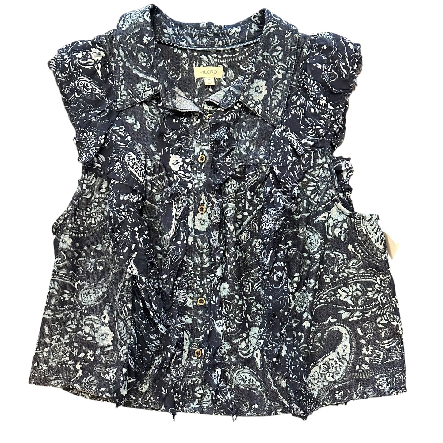 ANTHROPOLOGIE PILCRO DENIM RUFFLE VEST NWT 7 MEDIUM