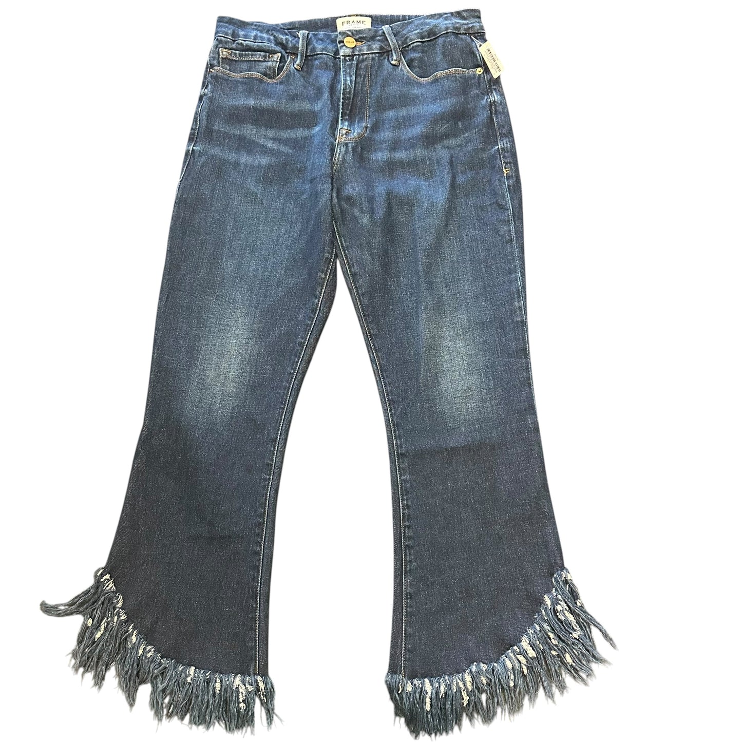 FRAME BLUE DENIM JEANS CROPPED WIDE LEG 87 10/30