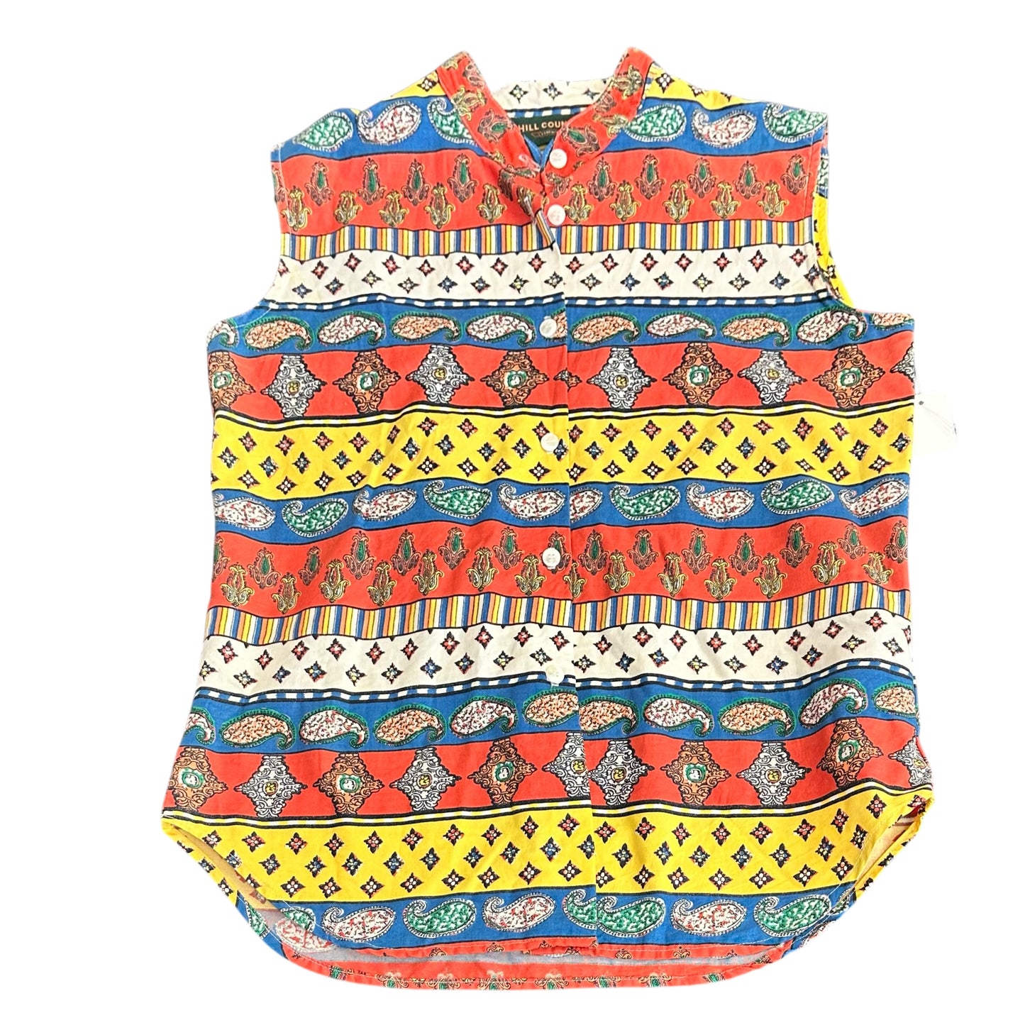 HILL COUNTRY COLORFUL PATTERNED BUTTON UP BLOUSE 158 SZ 6