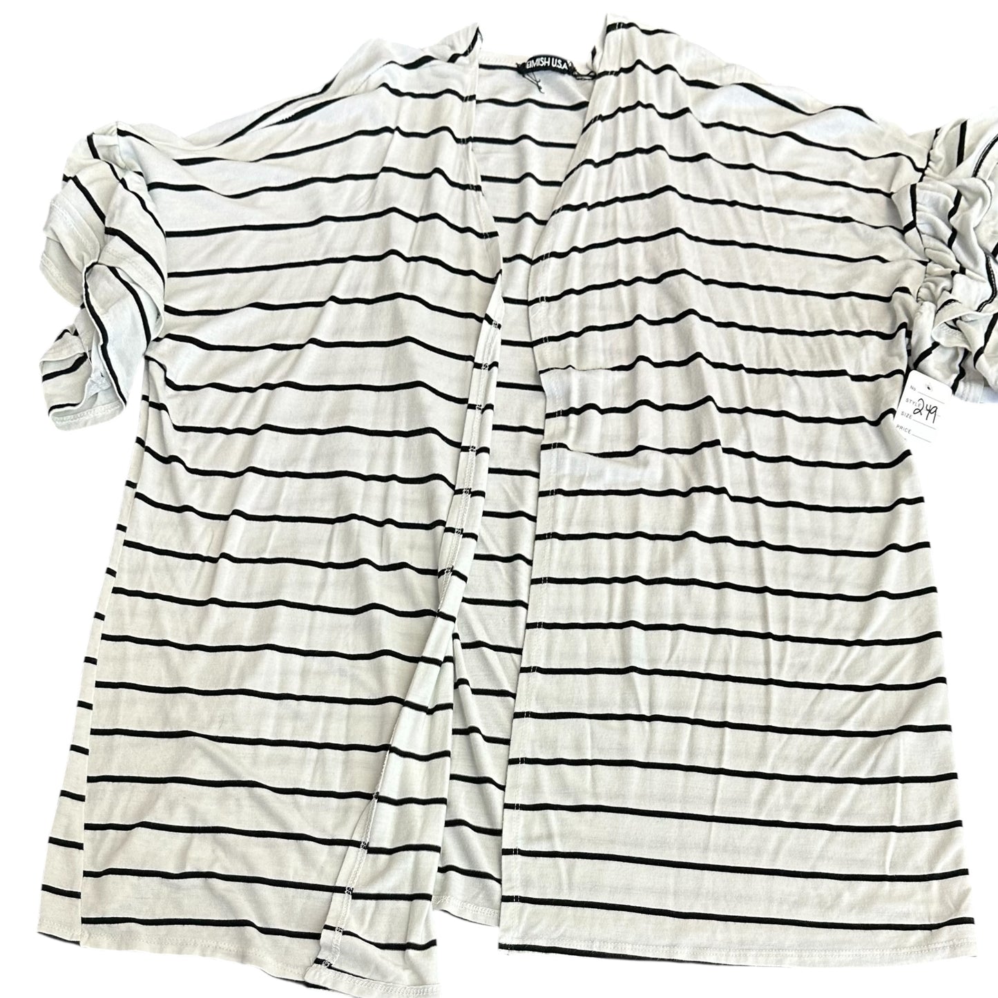 HEIMISH BLACK WHITE STRIPED OPEN CARDIGAN 249 3X