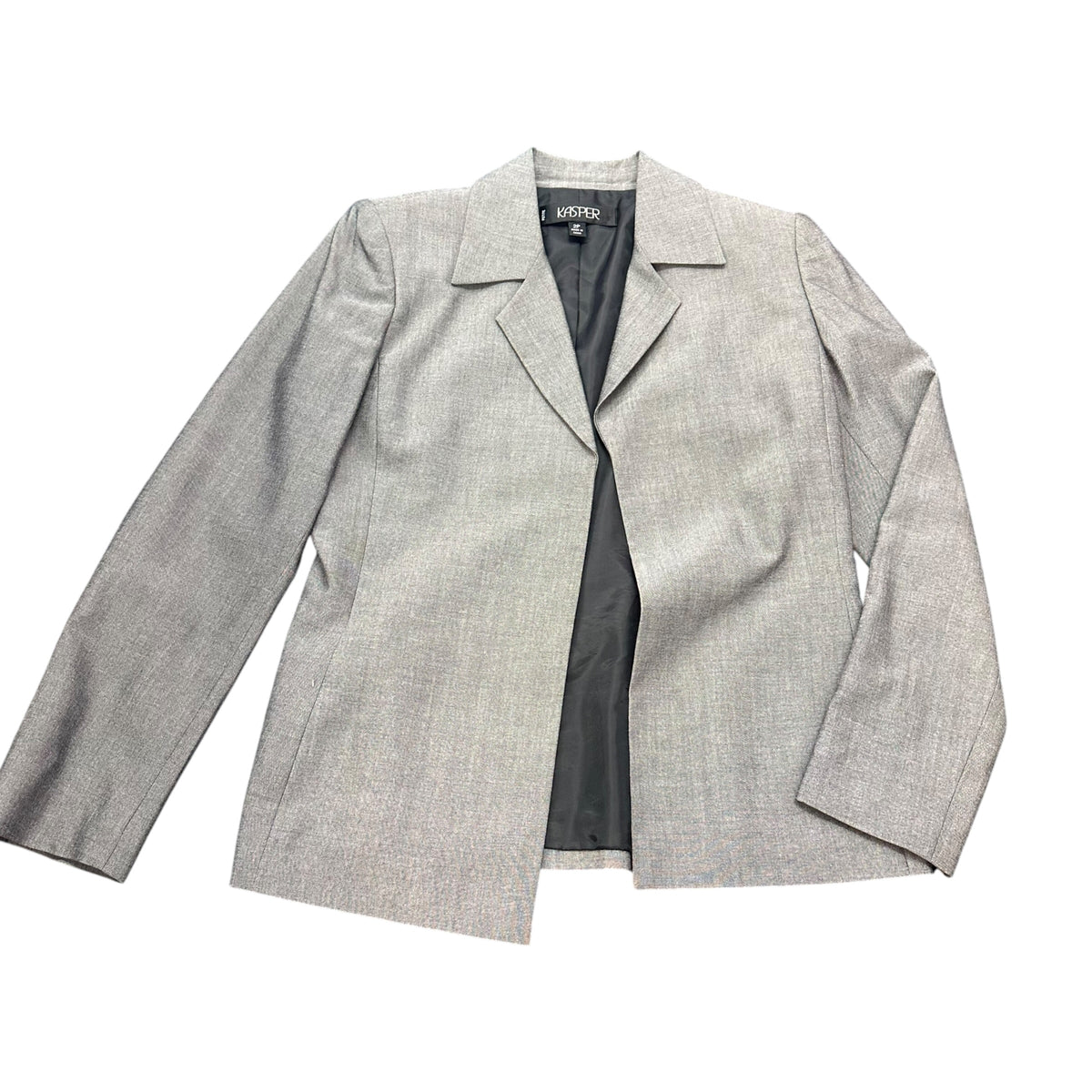 KASPER GRAY SKIRT SUIT SET BLAZER 100 SZ 2 PETITE