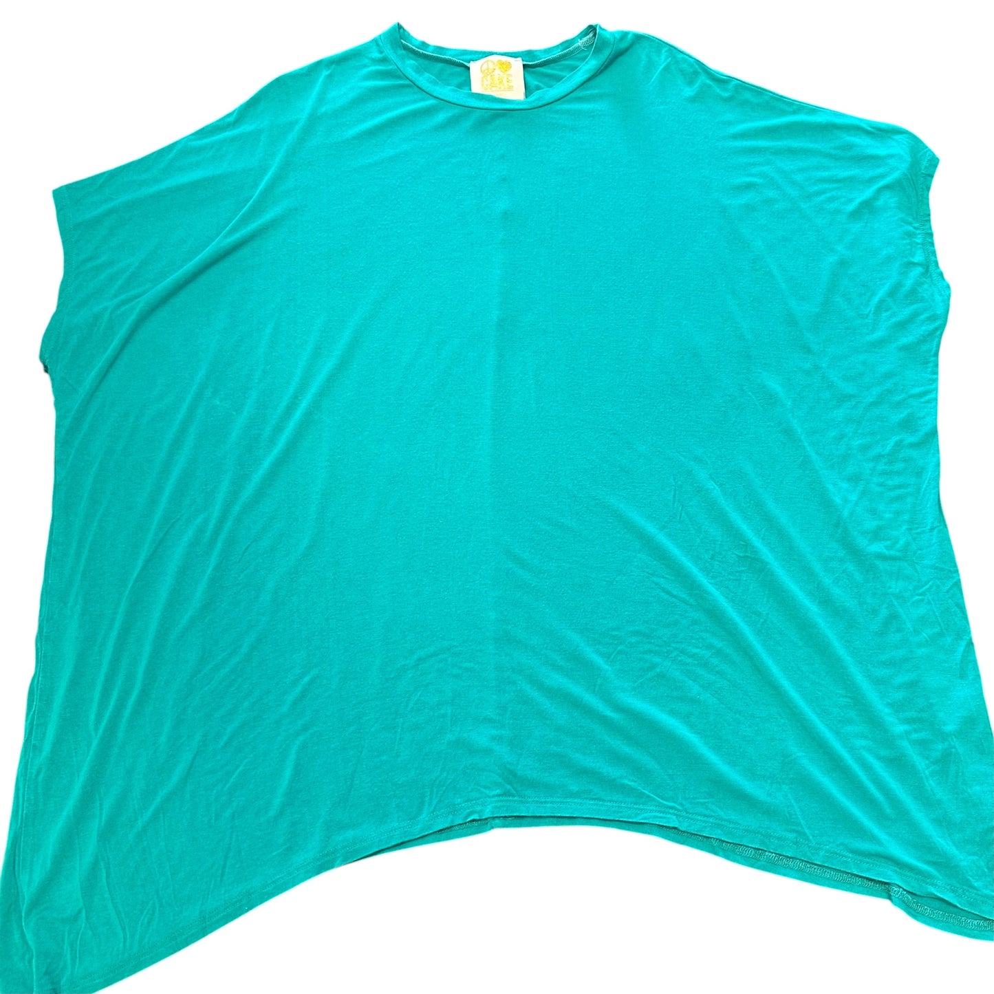PEACE LOVE CAKE TEAL OVERSIZE TUNIC TOP SEVEN SMALL GUC