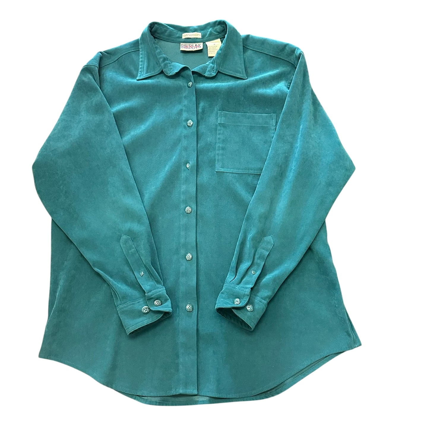 BILL BLASS JEANS TEAL BUTTON UP SHACKET VINTAGE 100 MEDIUM