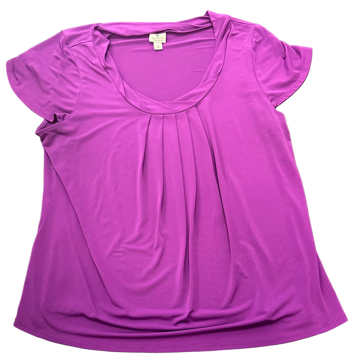 WORTHINGTON PURPLE PLEATED SCOOP NECK BLOUSE 196 2X