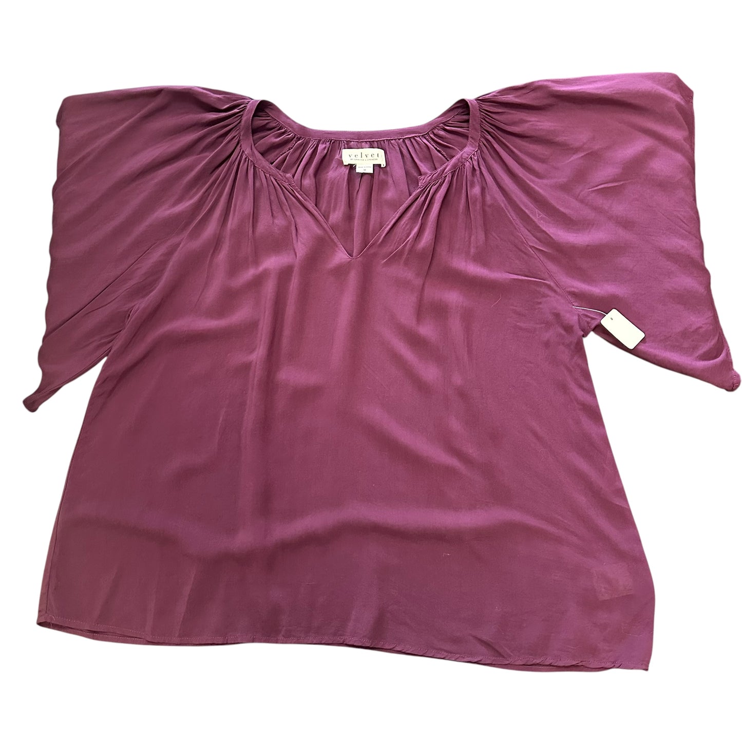 VELVET BY GRAHAM AND SPENCER DARK PLUM PURPLE BLOUSE 249 MEDIUM