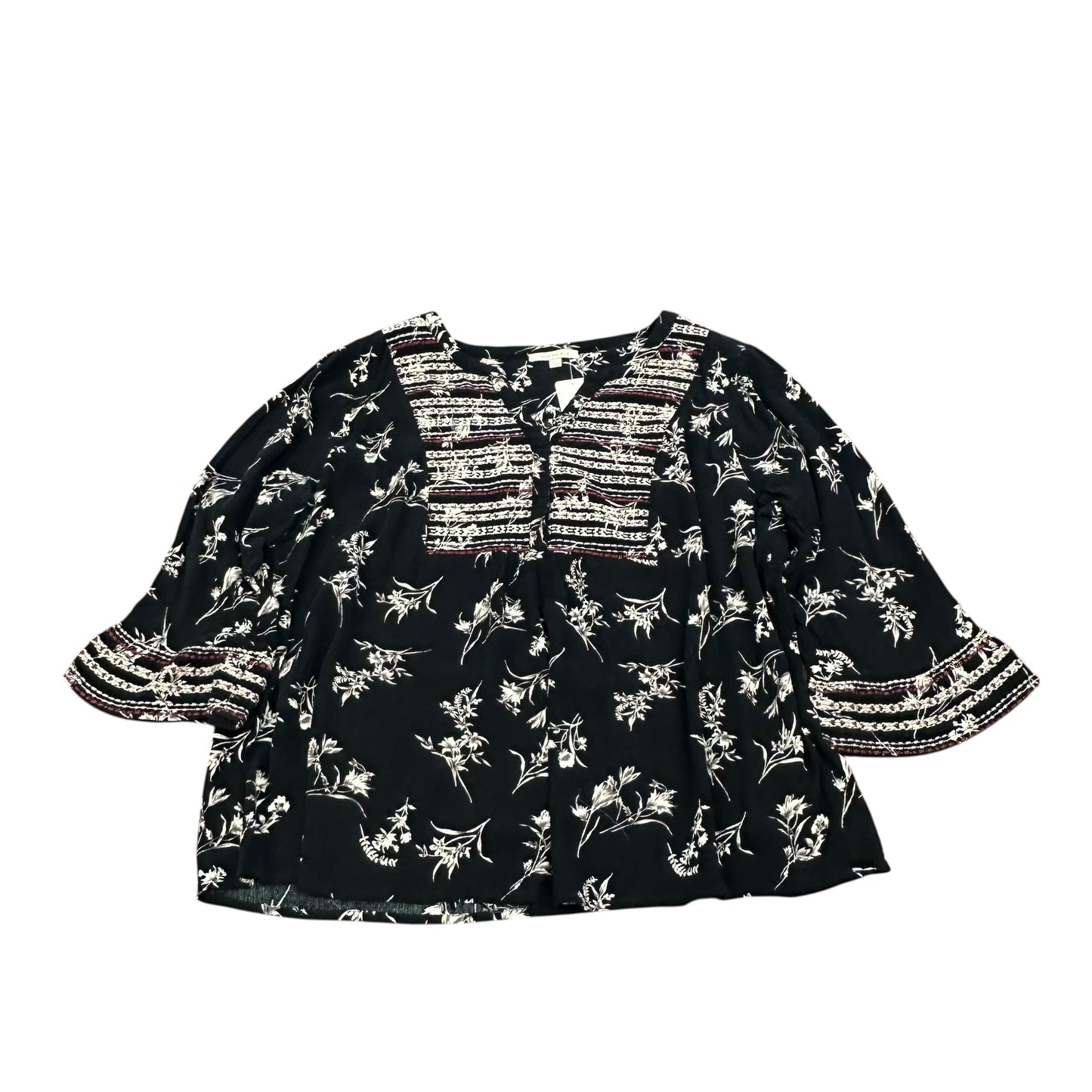 SKIES ARE BLUE BLACK FLORAL BLOUSE 111 LARGE