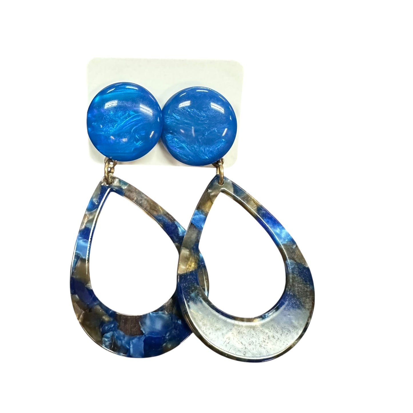 BLUE BROWN ACRYLIC EARRINGS 139