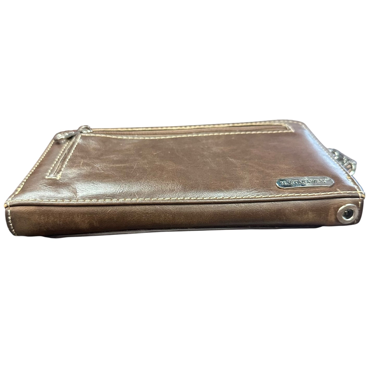 MONTANA WEST BROWN TOOLED WALLET 225 EXCELLENT CONDITION