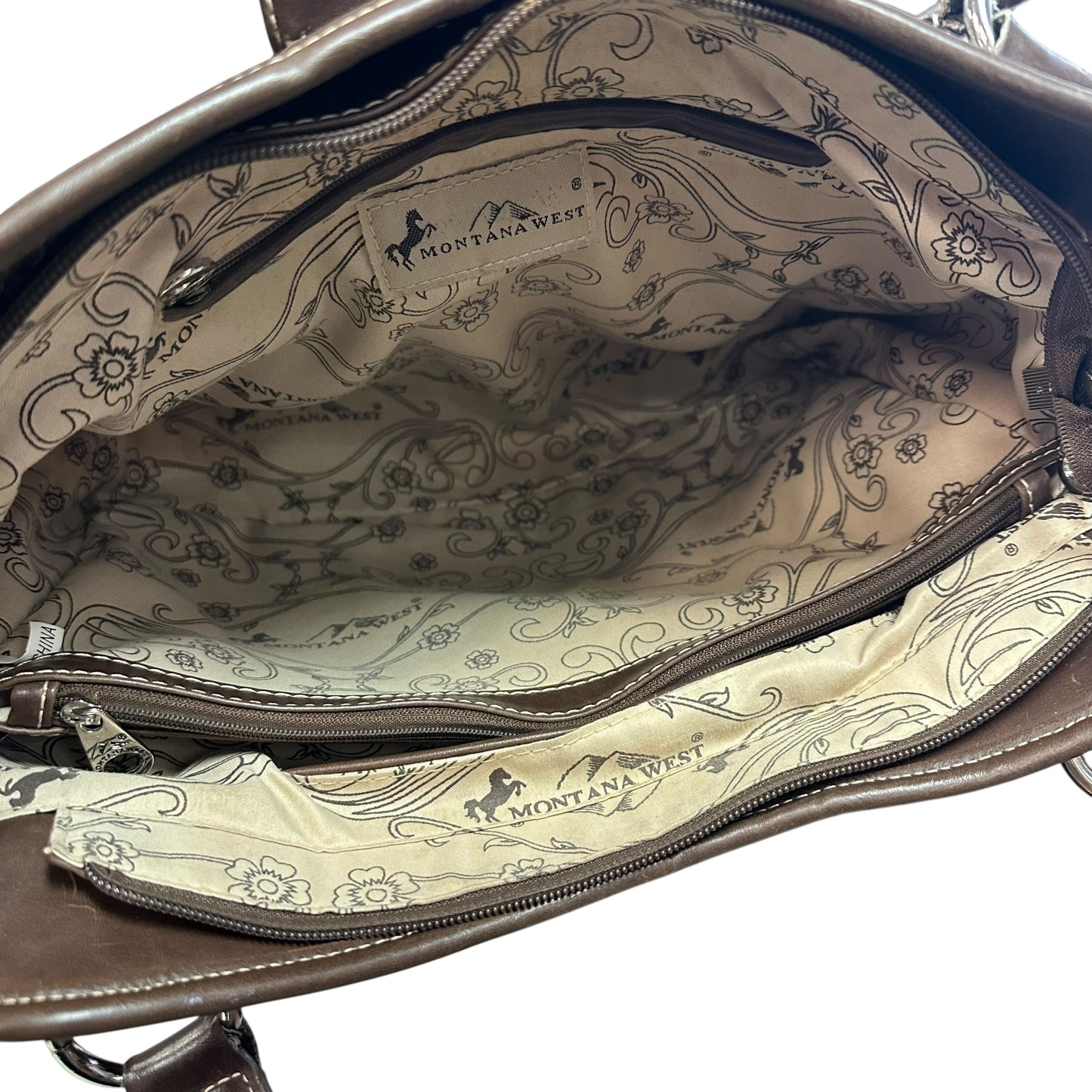MONTANA WEST BROWN TOOLED LEATHER BAG 225 MINOR SCRATCHES