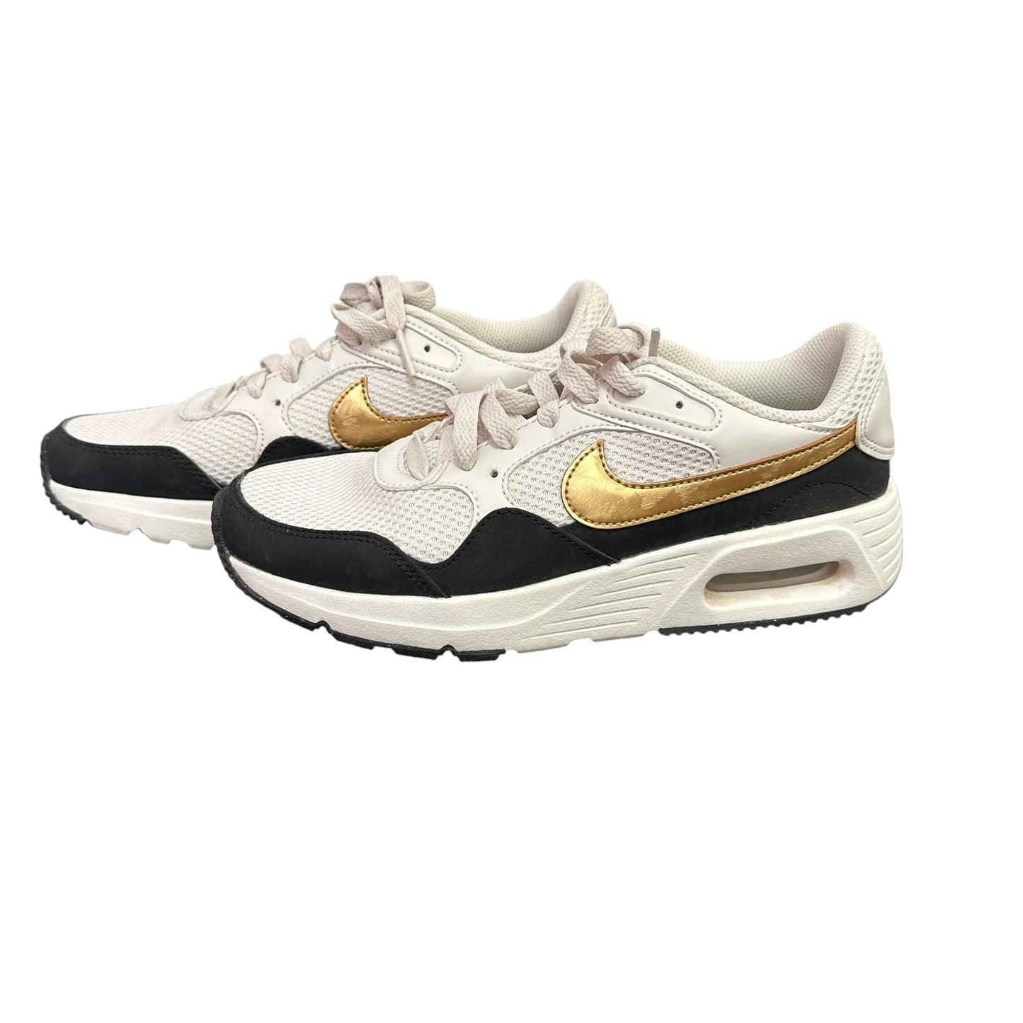 NIKE AIR MAX BLACK WHITE GOLD SNEAKERS 100 SZ 7