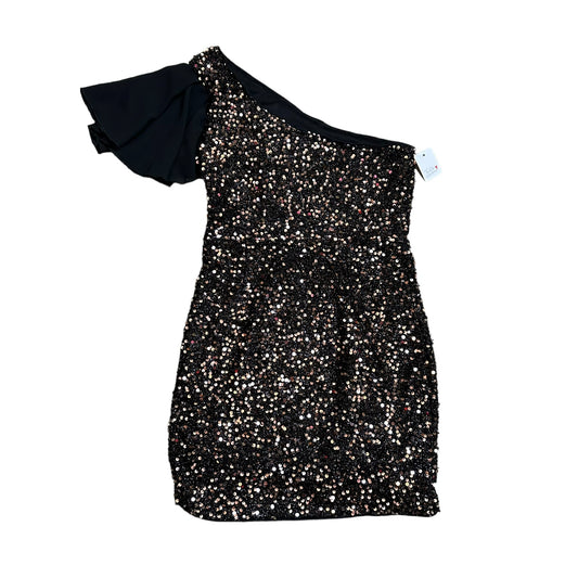 BLACK ONE SHOULDER SEQUIN COCKTAIL DRESS