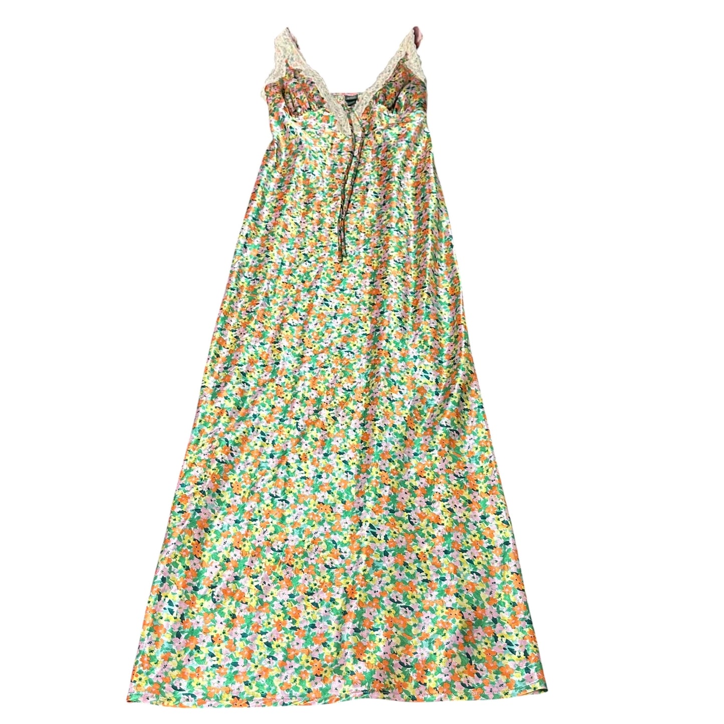 WILD FABLE COLORFUL SATIN FLORAL DRESS 82 XS