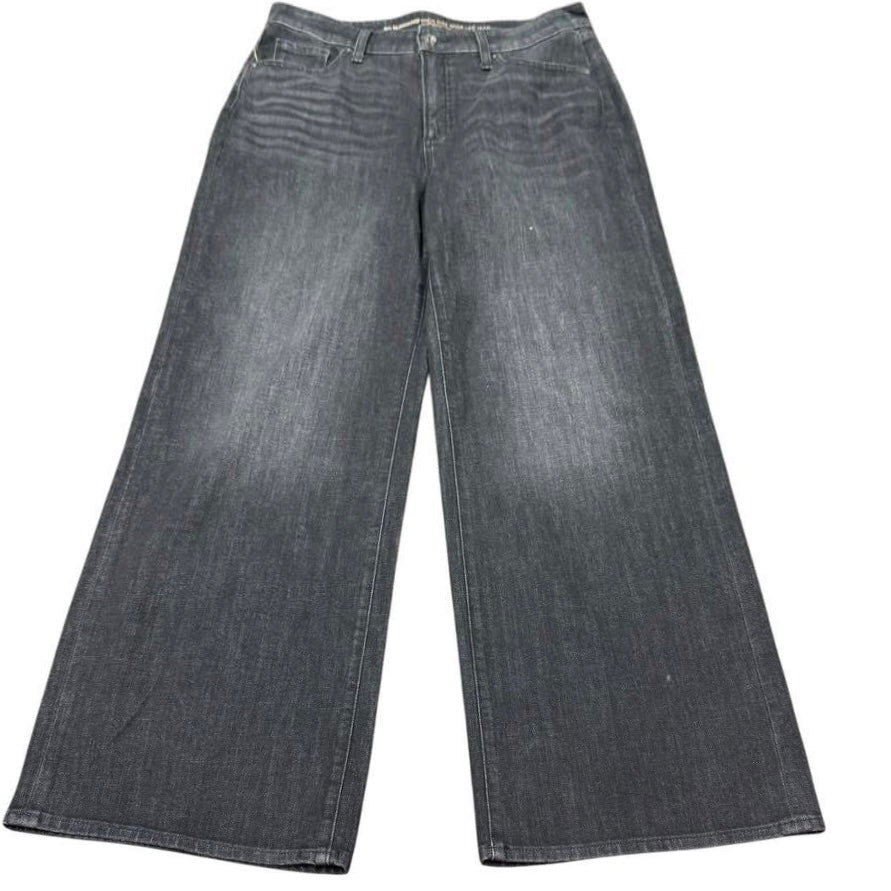CHICOS SO SLIMMING HIGH RISE WIDE LEG BLACK DENIM JEANS 100 Sz 12 REGULAR