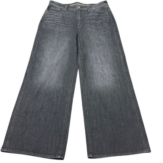 CHICOS SO SLIMMING HIGH RISE WIDE LEG BLACK DENIM JEANS 100 Sz 12 REGULAR