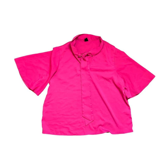 SHEIN - PINK BLOUSE W/ NECK TIE DETAIL - LARGE - 100