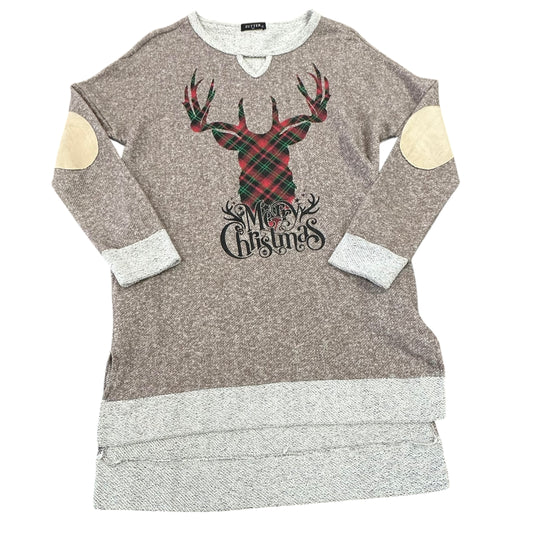 ZUTTER BROWN REINDEER MERRY CHRISTMAS SWEATER 124 SMALL