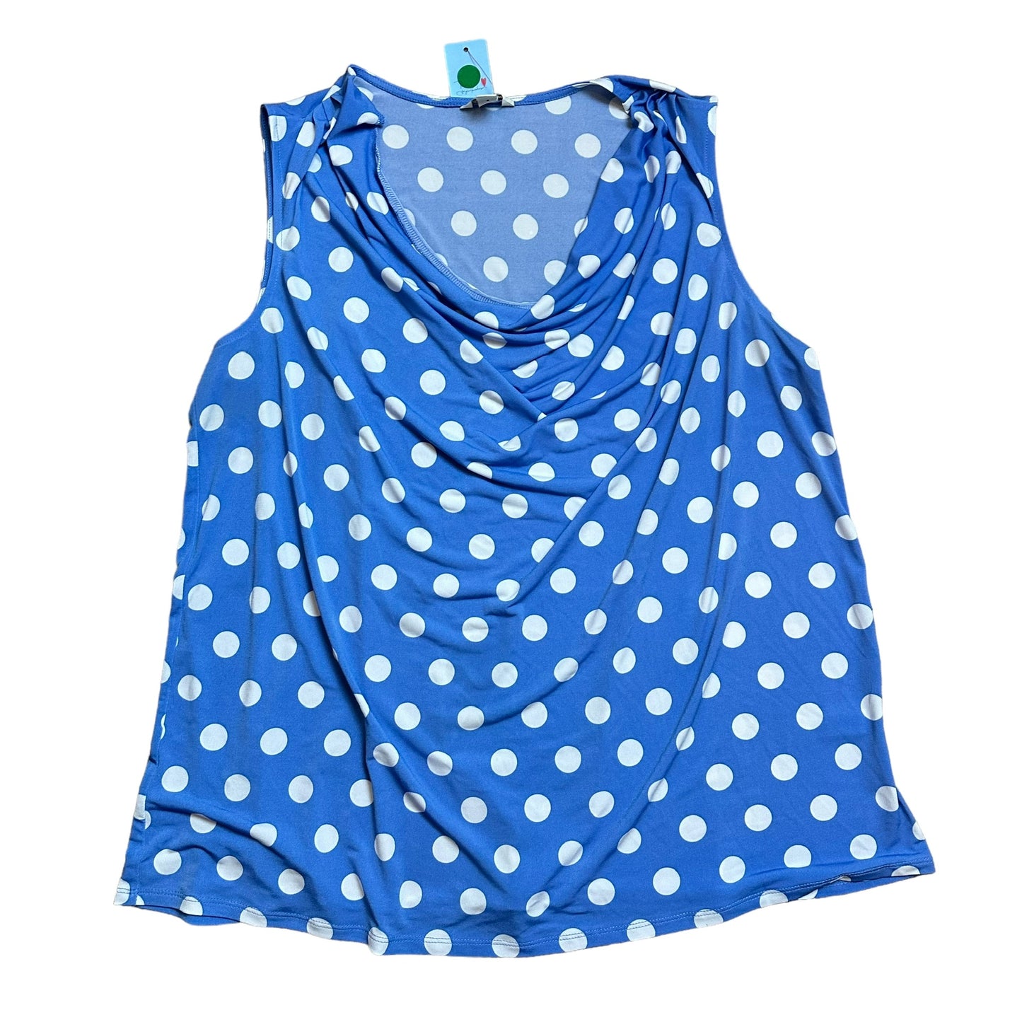 CATO - BLUE POLKA DOT SLEEVELESS BLOUSE sz 14