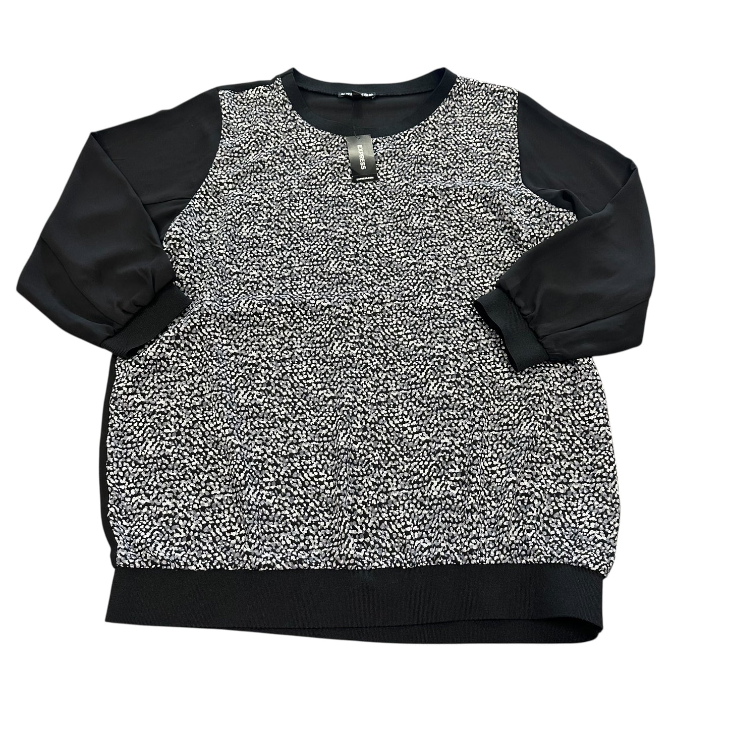 EXPRESS BLACK WHITE 3/4 SLEEVE BLOUSE 100 MEDIUM NWT $44.90