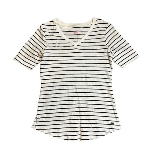 ISAAC MIZRAHI - STRIPED V-NECK TOP