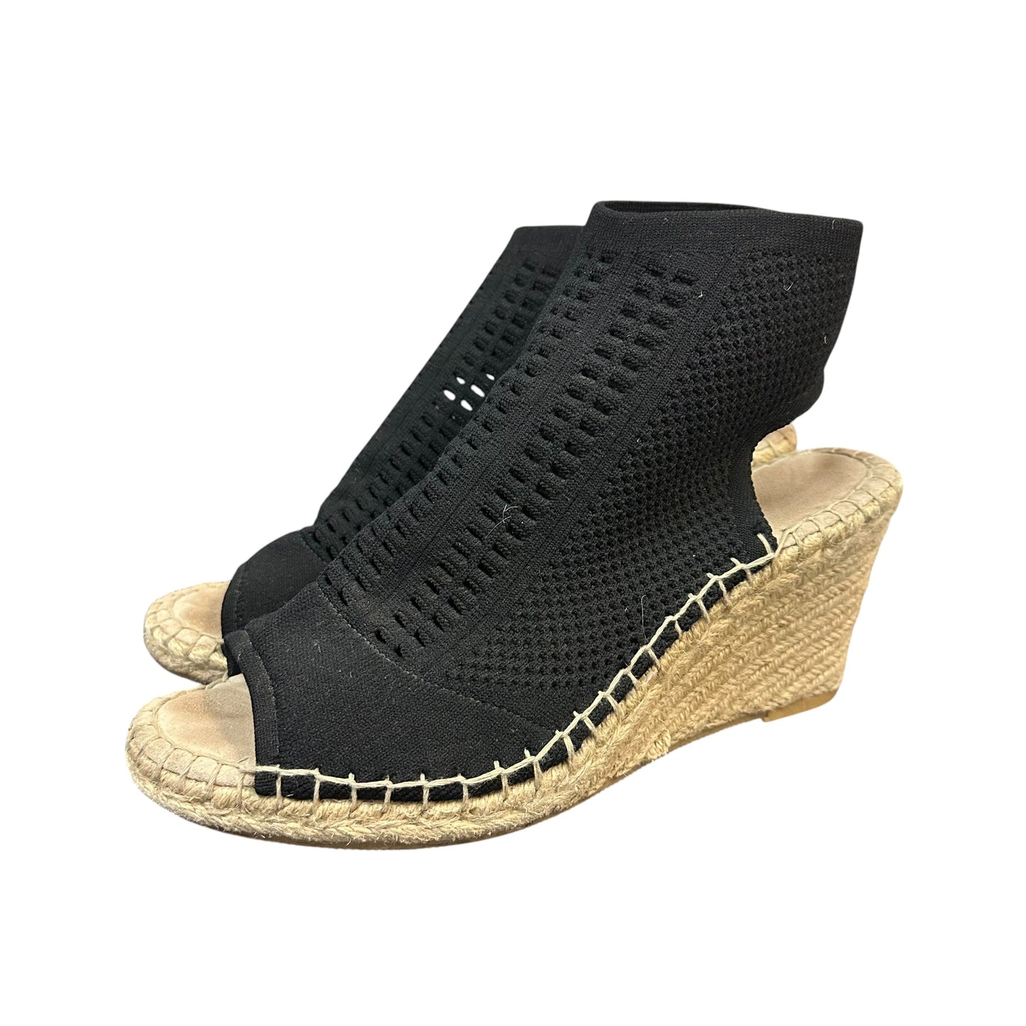 BLACK KNIT UPPER ESPADRILLE WEDGES 279 SZ 9.5
