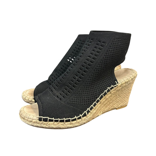 BLACK KNIT UPPER ESPADRILLE WEDGES 279 SZ 9.5