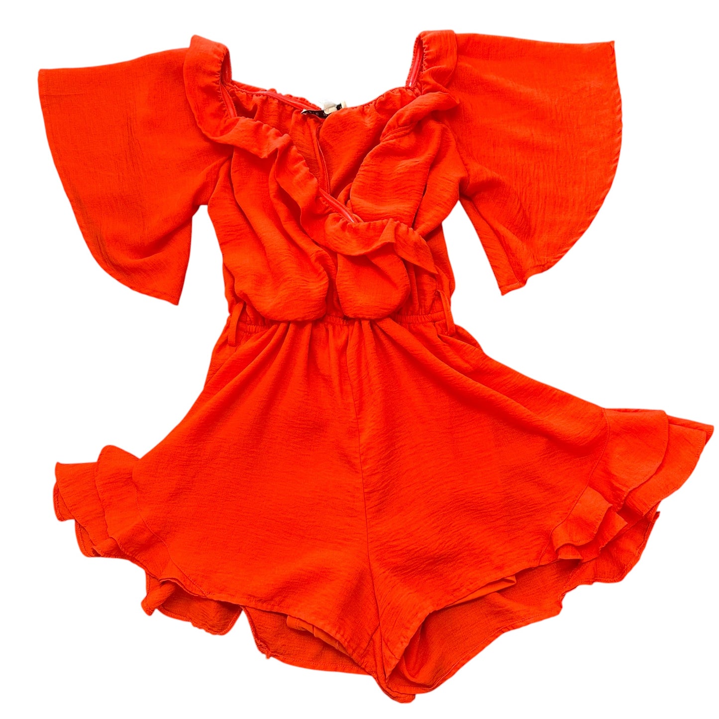 HYFVE ORANGUSH RED ROMPER RUFFLES 186 SMALL
