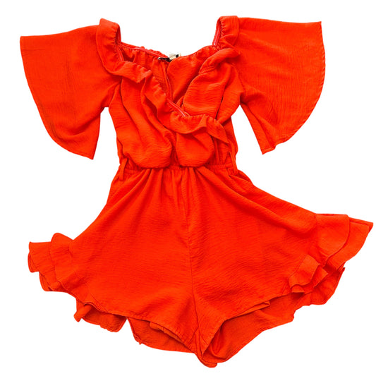 HYFVE ORANGUSH RED ROMPER RUFFLES 186 SMALL