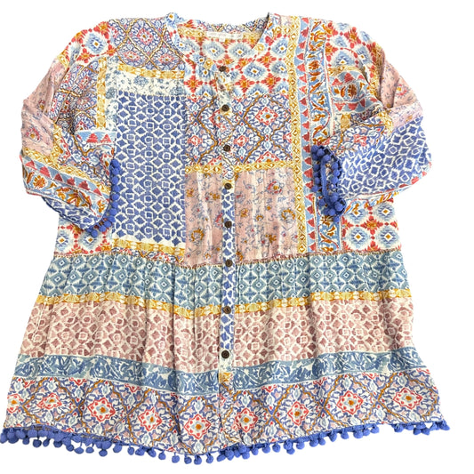 LOVE KYLA COLORFUL BLOUSE POM HEM 255 MEDIUM