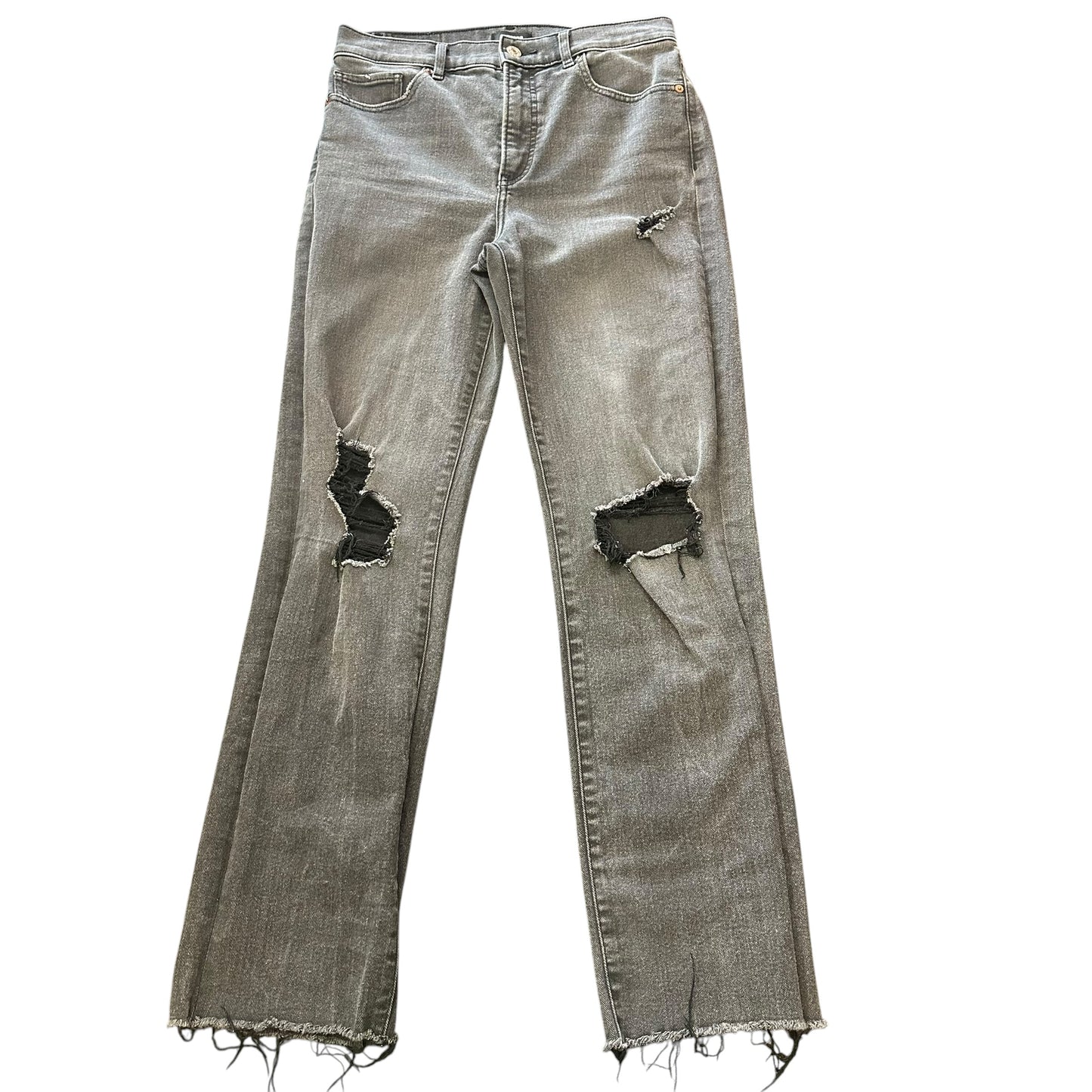 EXPRESS MODERN STRAIGHT SUPER HIGH-RISE BLACK DENIM JEANS 215 SZ 6R