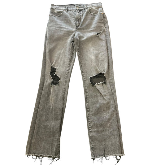 EXPRESS MODERN STRAIGHT SUPER HIGH-RISE BLACK DENIM JEANS 215 SZ 6R