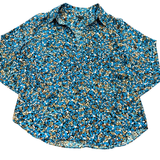 ANN TAYLOR BLUE FLORAL BLOUSE 217 LARGE