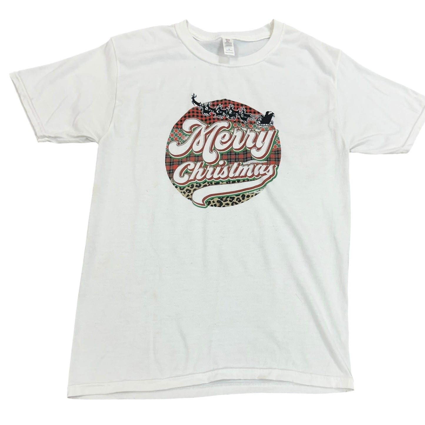 CHRISTMAS TSHIRT WHITE MERRY CHRISTMAS 100 SMALL